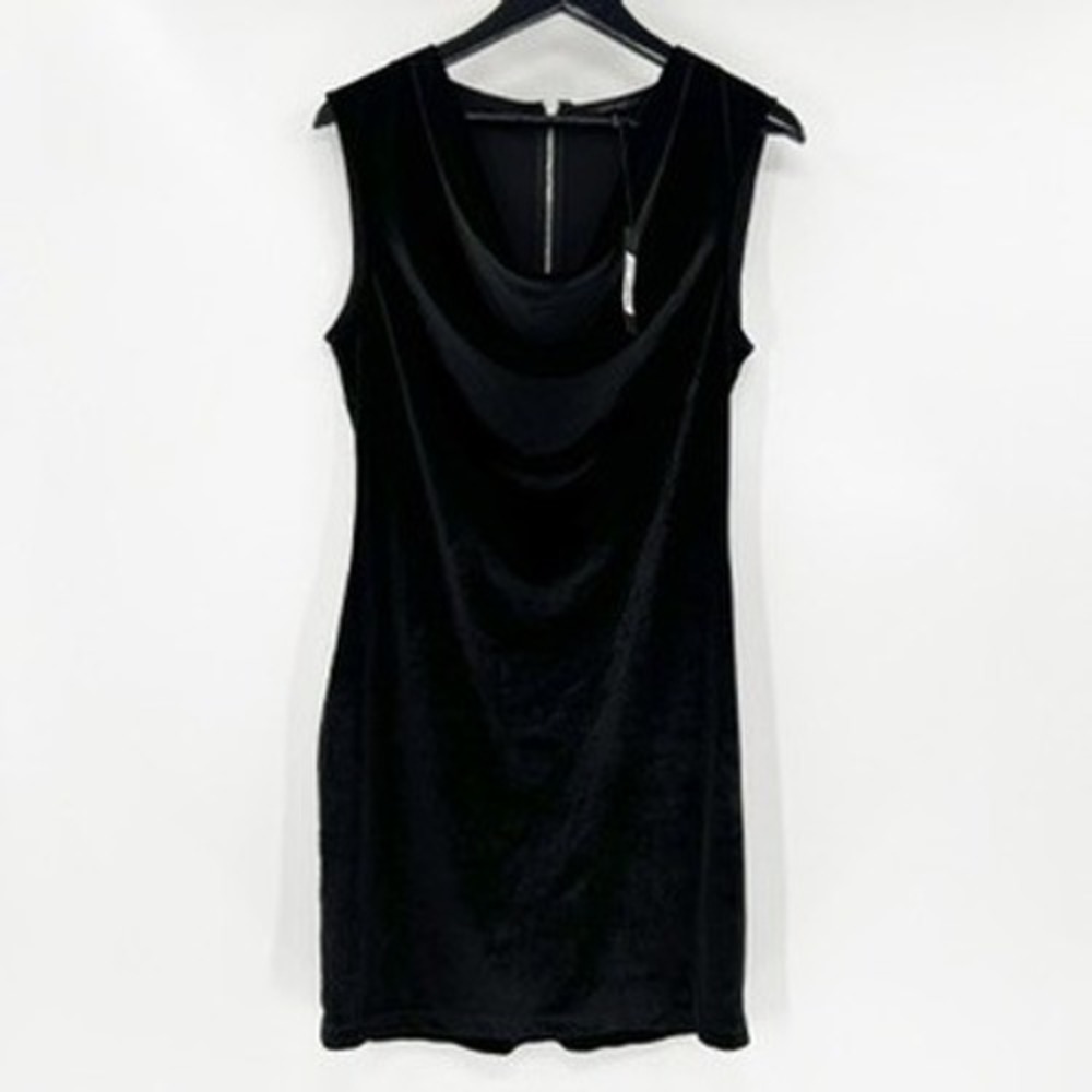 bobi BLACK Women's‎ Black Velvet Sleeveless Sheath Dress Zipper Back Size M